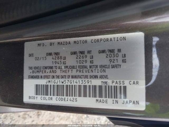 Aukcja sprzedaży 2016 Mazda Mazda6 I Grand Touring, vin: JM1GJ1W57G1413591, numer aukcji: 45652618