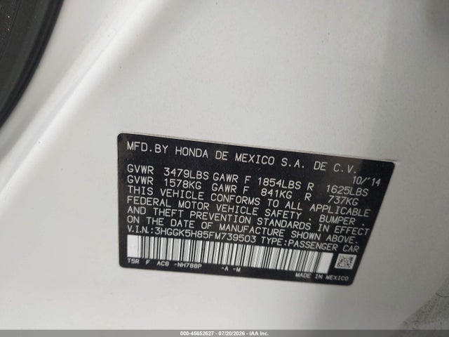 3HGGK5H85FM739503 Honda Fit Ex/ex-l
