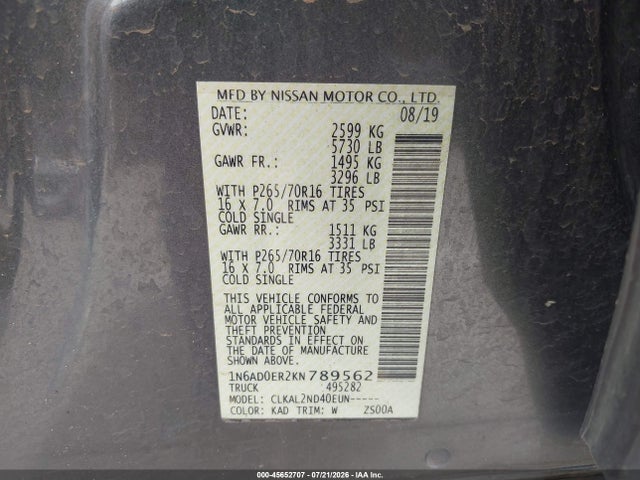 Nissan Frontier Sv 2019 1N6AD0ER2KN789562 Image 9