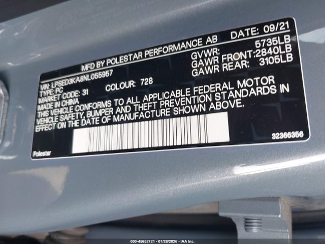 Polestar 2 Long Range Dual Motor 2022 LPSED3KA8NL055957 Image 9