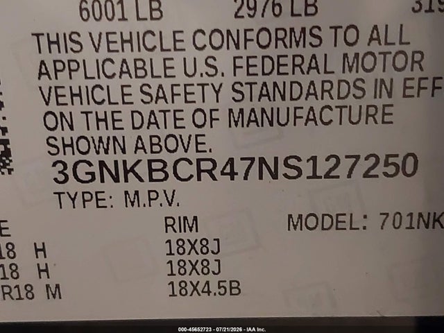 45652723 :رقم المزاد ، 3GNKBCR47NS127250 vin ، 2022 Chevrolet Blazer Fwd 2lt مزاد بيع