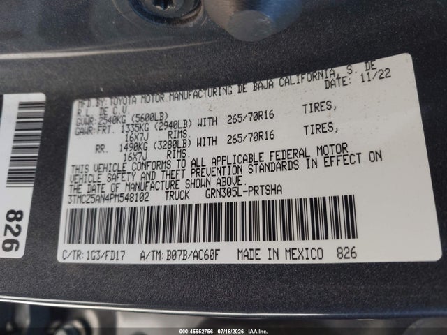 3TMCZ5AN4PM548102 Toyota Tacoma Trd Off Road