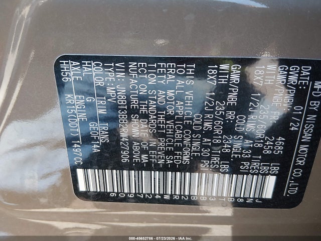 Aukcja sprzedaży 2024 Nissan Rogue Sv Intelligent Awd, vin: JN8BT3BB2RW427906, numer aukcji: 45652786