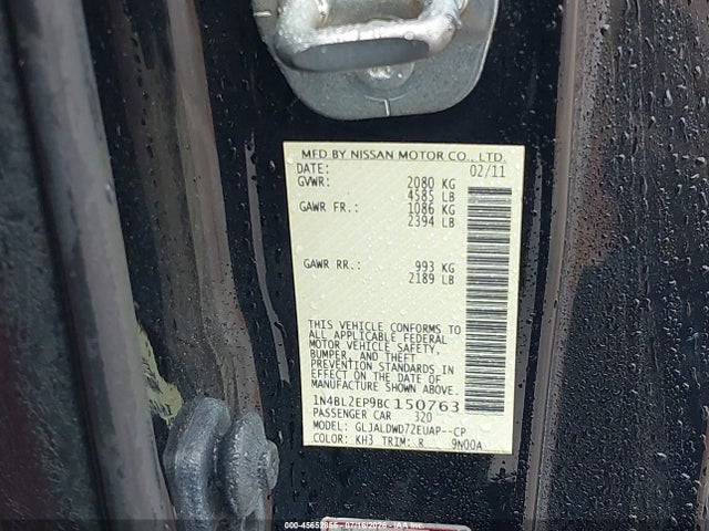 Aukcja sprzedaży 2011 Nissan Altima 3.5 Sr, vin: 1N4BL2EP9BC150763, numer aukcji: 45652855