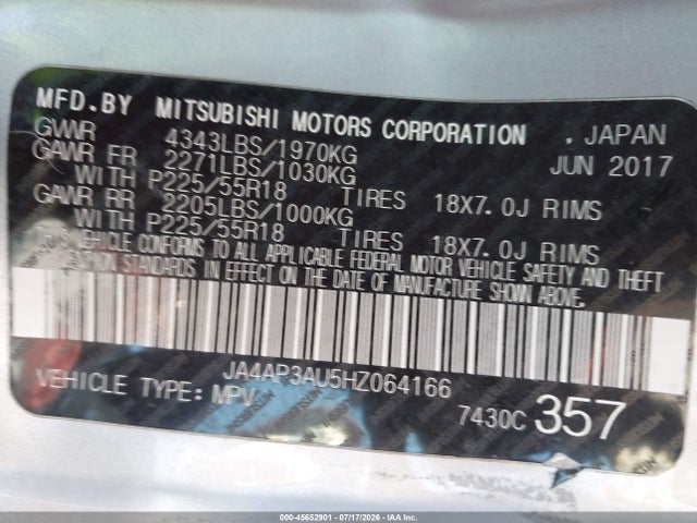 Продаж на аукціоні авто 2017 Mitsubishi Outlander Sport 2.0 Es, vin: JA4AP3AU5HZ064166, номер лоту: 45652901