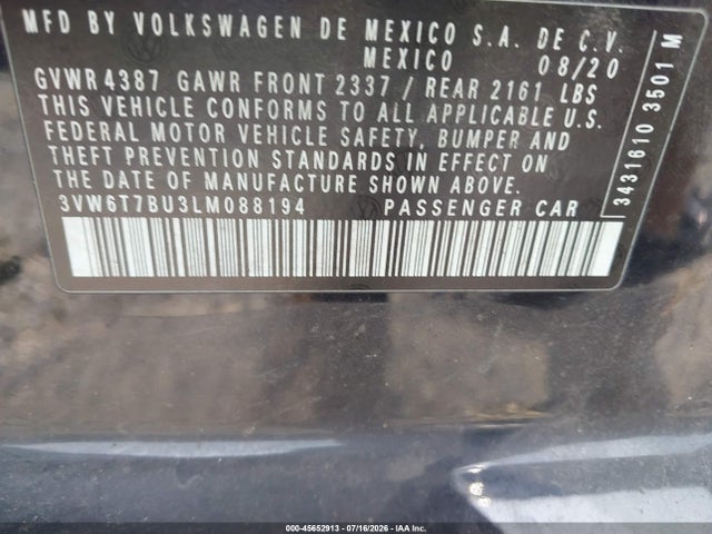 Продажа на аукционе авто 2020 Volkswagen Jetta Gli 2.0t Autobahn/2.0t S, vin: 3VW6T7BU3LM088194, номер лота: 45652913