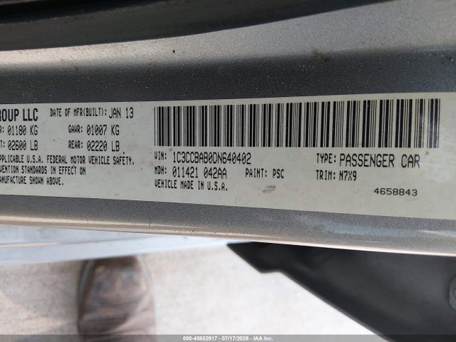 45652917 :رقم المزاد ، 1C3CCBAB0DN640402 vin ، 2013 Chrysler 200 Lx مزاد بيع
