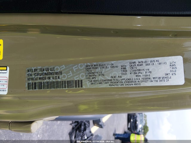 Продажа на аукционе авто 2025 Jeep Wrangler 4-door Willys 4x4, vin: 1C4PJXDN8SW516570, номер лота: 45652924