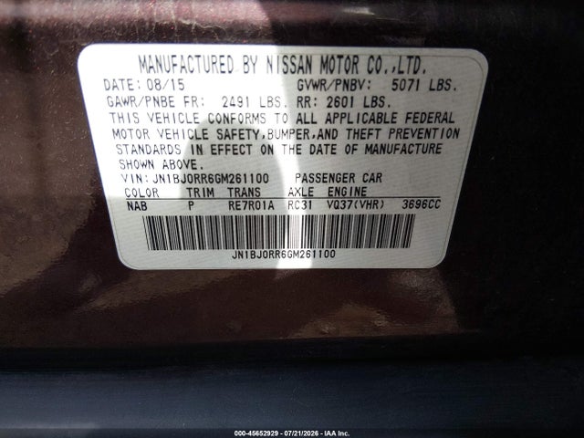 JN1BJ0RR6GM261100 Infiniti QX50