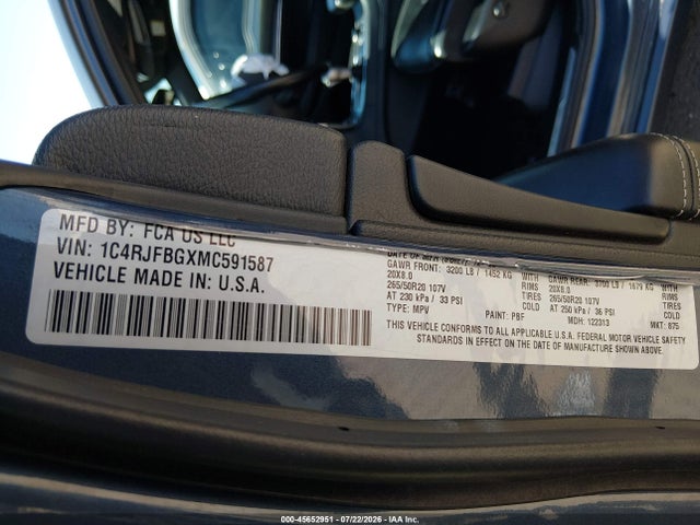 Продаж на аукціоні авто 2021 Jeep Grand Cherokee 80th Anniversary 4x4, vin: 1C4RJFBGXMC591587, номер лоту: 45652951
