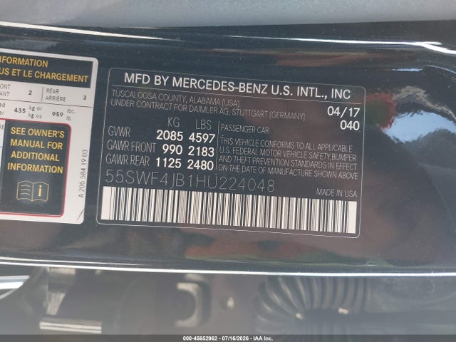 55SWF4JB1HU224048 Mercedes-Benz C 300