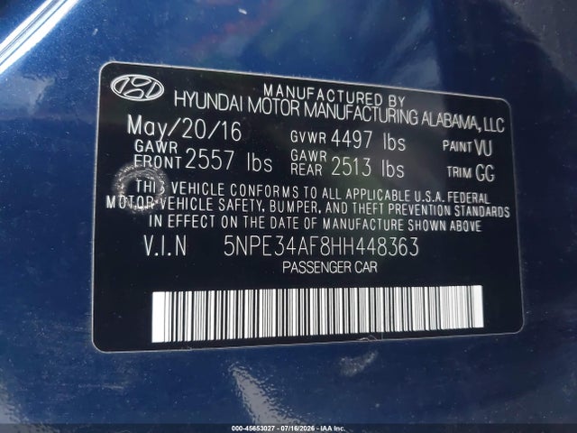 Hyundai Sonata Sport 2017 5NPE34AF8HH448363 Image 9