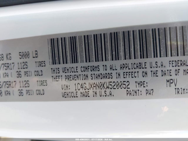 1C4GJXAN0KW520052 Jeep Wrangler Sport 4x4