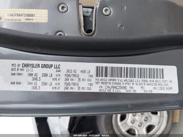 2012 Jeep Patriot Sport მანქანა იყიდება აუქციონზე, vin: 1C4NJPBA6CD550981, აუქციონის ნომერი: 45653058