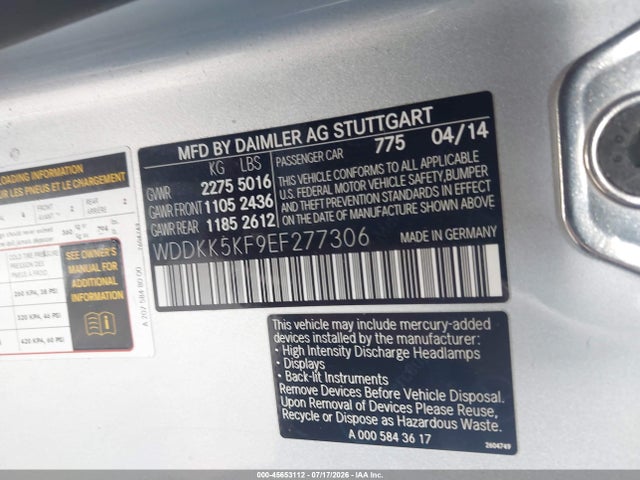 Mercedes-Benz E 350 2014 WDDKK5KF9EF277306 Image 9