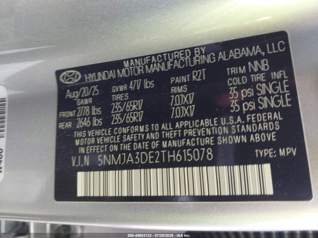 Auction sale of the 2026 Hyundai Tucson Se, vin: 5NMJA3DE2TH615078, lot number: 45653122