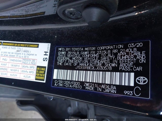 Toyota Corolla Hybrid Le 2020 JTDEBRBE2LJ030578 Image 9