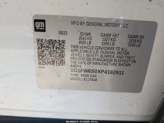 1G1FW6S0XP4182911 Chevrolet Bolt Ev Fwd 1lt