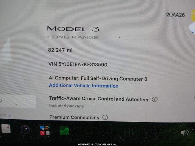 Tesla MODEL 3 2019 5YJ3E1EA7KF313590 Image 15