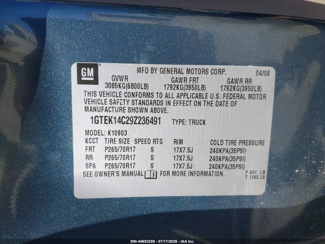 Продажа на аукционе авто 2009 Gmc Sierra 1500 Work Truck, vin: 1GTEK14C29Z236491, номер лота: 45653289