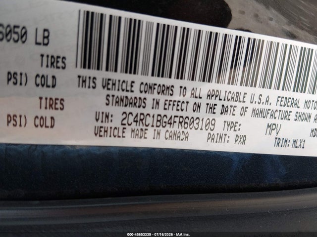 Aukcja sprzedaży 2015 Chrysler Town & Country Touring, vin: 2C4RC1BG4FR603109, numer aukcji: 45653339