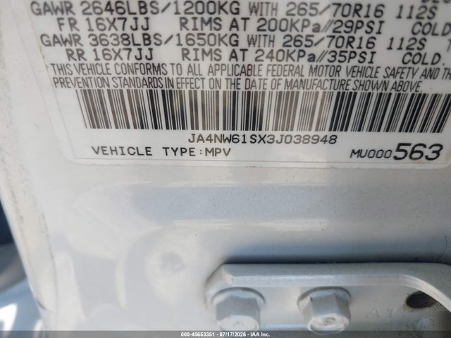 Продаж на аукціоні авто 2003 Mitsubishi Montero 20th Anniversary, vin: JA4NW61SX3J038948, номер лоту: 45653351