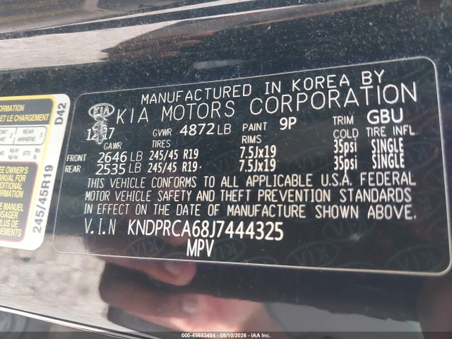 Продаж на аукціоні авто 2018 Kia Sportage Sx Turbo, vin: KNDPRCA68J7444325, номер лоту: 45653484