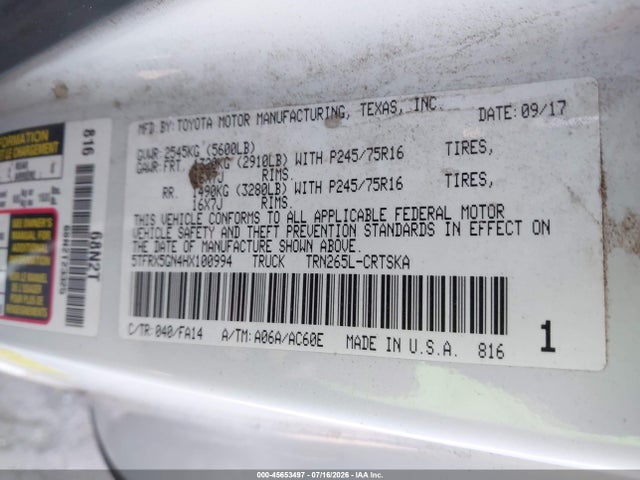 5TFRX5GN4HX100994 Toyota Tacoma Sr