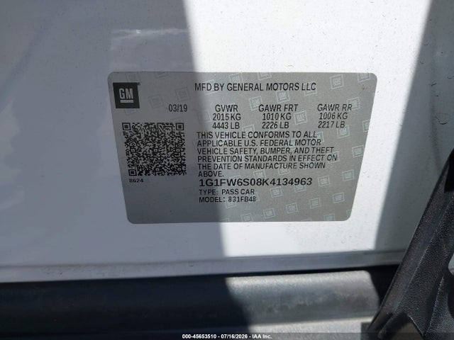 Chevrolet BOLT EV LT 2019 1G1FW6S08K4134963 Image 9