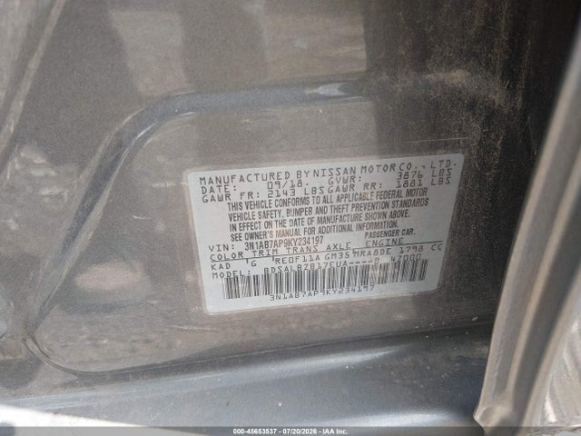 Nissan SENTRA S 2019 3N1AB7AP9KY234197 Image 9
