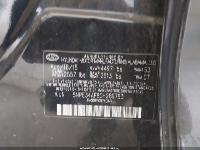 Aukcja sprzedaży 2016 Hyundai Sonata Sport, vin: 5NPE34AF8GH289763, numer aukcji: 45653578
