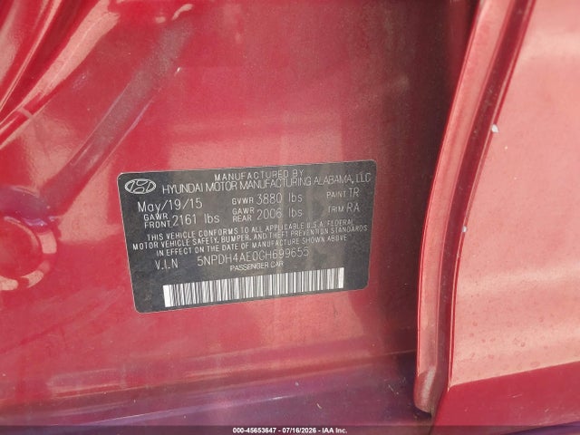 Hyundai ELANTRA SE 2016 5NPDH4AE0GH699655 Image 9
