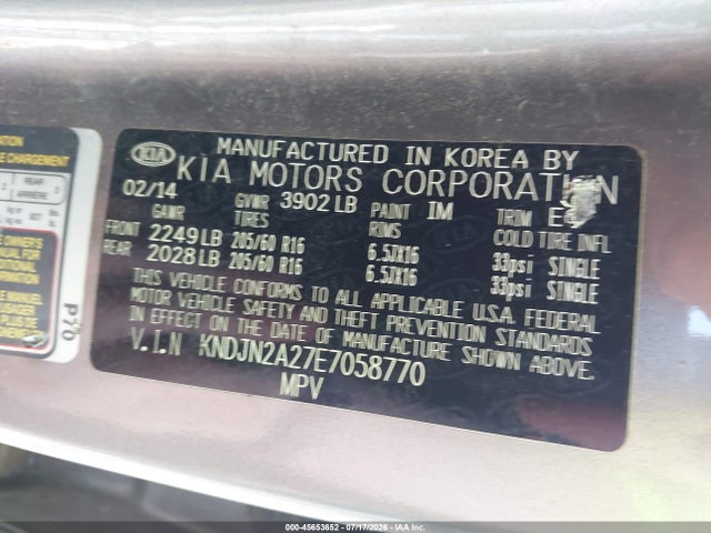 KIA Soul 2014 KNDJN2A27E7058770 Image 9