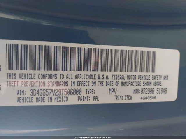 Продажа на аукционе авто 2009 Dodge Journey Sxt, vin: 3D4GG57V29T506800, номер лота: 45653669