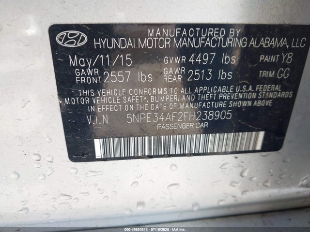 Hyundai Sonata Sport 2015 5NPE34AF2FH238905 Image 9