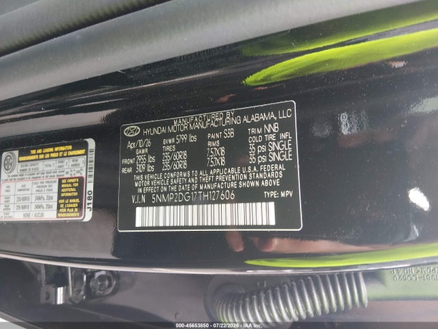 45653850 :رقم المزاد ، 5NMP2DG17TH127606 vin ، 2026 Hyundai Santa Fe Hybrid Sel مزاد بيع