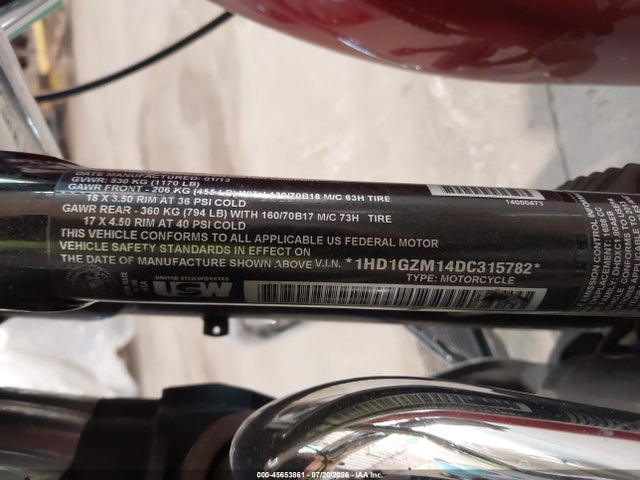 Aukcja sprzedaży 2013 Harley-davidson Fld Switchback, vin: 1HD1GZM14DC315782, numer aukcji: 45653861
