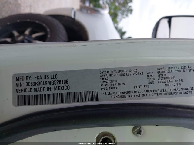 2021 Ram 3500 Tradesman  4x4 6'4 Box მანქანა იყიდება აუქციონზე, vin: 3C63R3CL9MG528106, აუქციონის ნომერი: 45653881