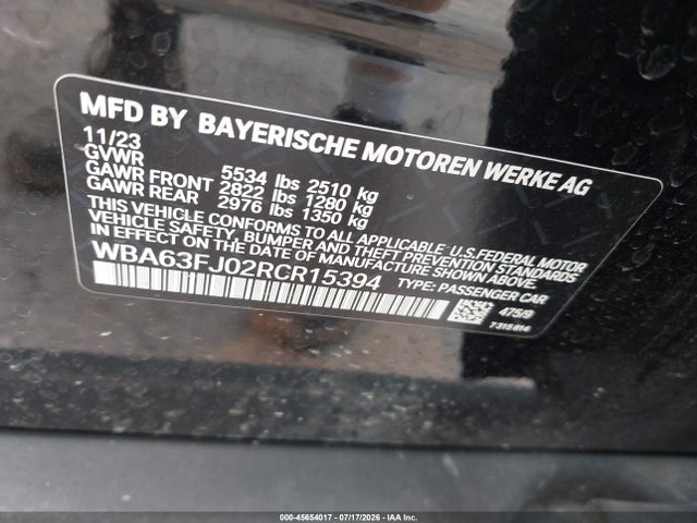 BMW 540i Xdrive 2024 WBA63FJ02RCR15394 Image 9