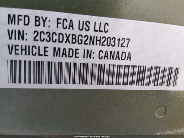 2022 Dodge Charger Sxt Rwd მანქანა იყიდება აუქციონზე, vin: 2C3CDXBG2NH203127, აუქციონის ნომერი: 45654108