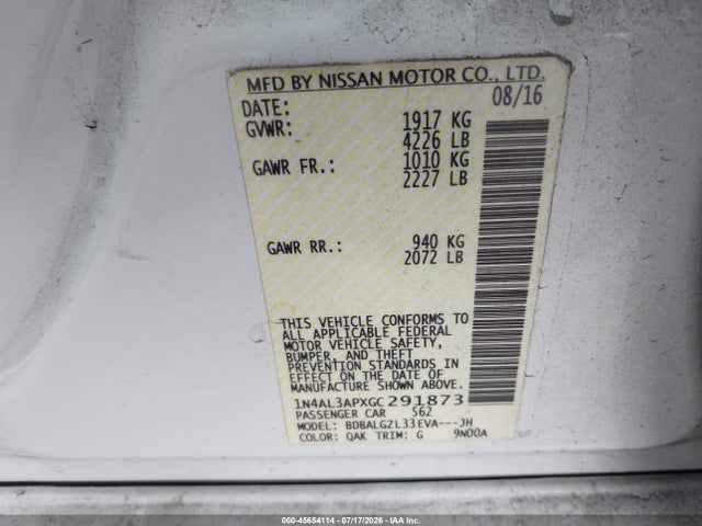 1N4AL3APXGC291873 Nissan Altima 2.5 S