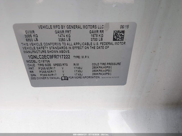 Продажа на аукционе авто 2015 Chevrolet Tahoe Commercial, vin: 1GNLC2EC9FR717222, номер лота: 45654121