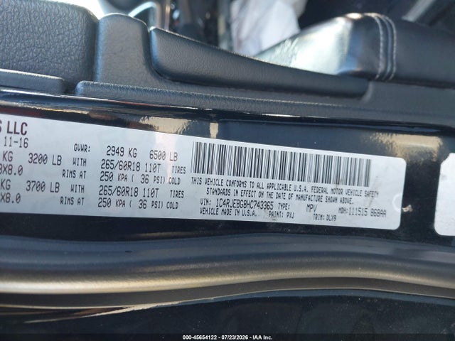 1C4RJEBG8HC743365 Jeep Grand Cherokee Limited