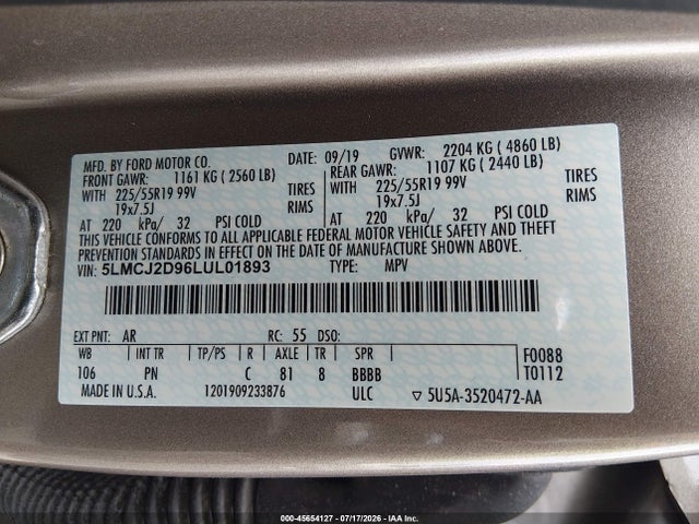Lincoln Corsair Reserve 2020 5LMCJ2D96LUL01893 Image 9