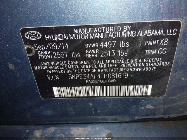 5NPE34AF4FH081619 Hyundai Sonata Sport