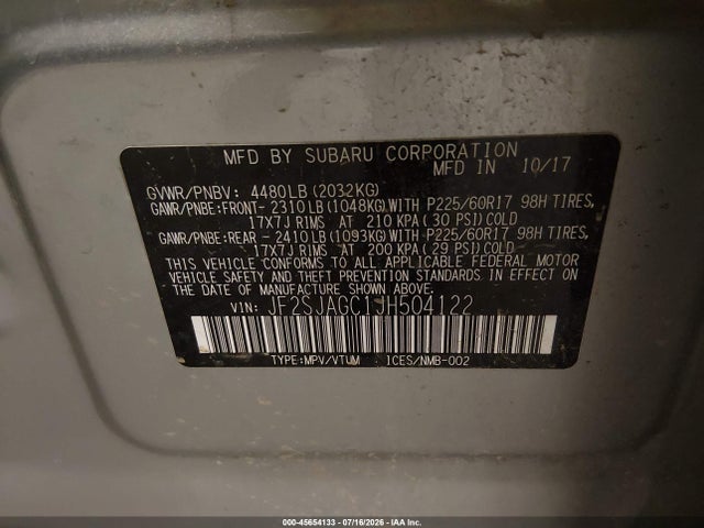 Subaru Forester 2.5i Premium 2018 JF2SJAGC1JH504122 Image 9
