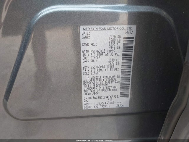 Nissan Pathfinder Sv 4wd 2022 5N1DR3BC5NC249251 Image 9