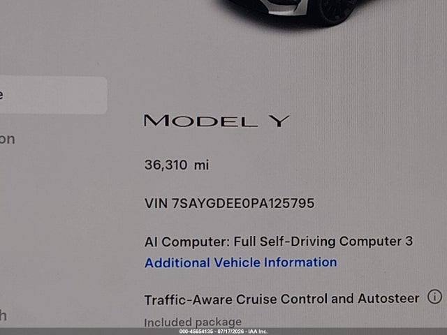 Aukcja sprzedaży 2023 Tesla Model Y Awd/long Range Dual Motor All-wheel Drive, vin: 7SAYGDEE0PA125795, numer aukcji: 45654135