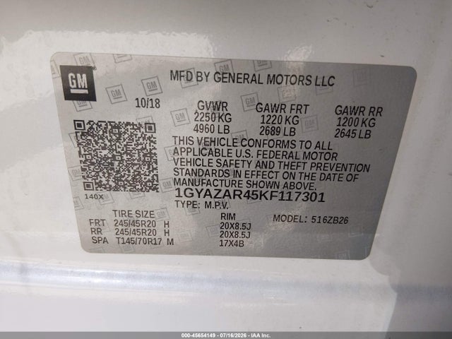Aukcja sprzedaży 2019 Cadillac Xt4 Luxury, vin: 1GYAZAR45KF117301, numer aukcji: 45654149