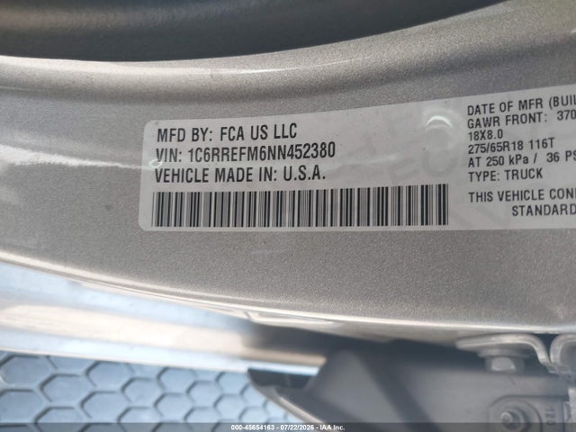 Продаж на аукціоні авто 2022 Ram 1500 Big Horn  4x2 5'7 Box, vin: 1C6RREFM6NN452380, номер лоту: 45654163
